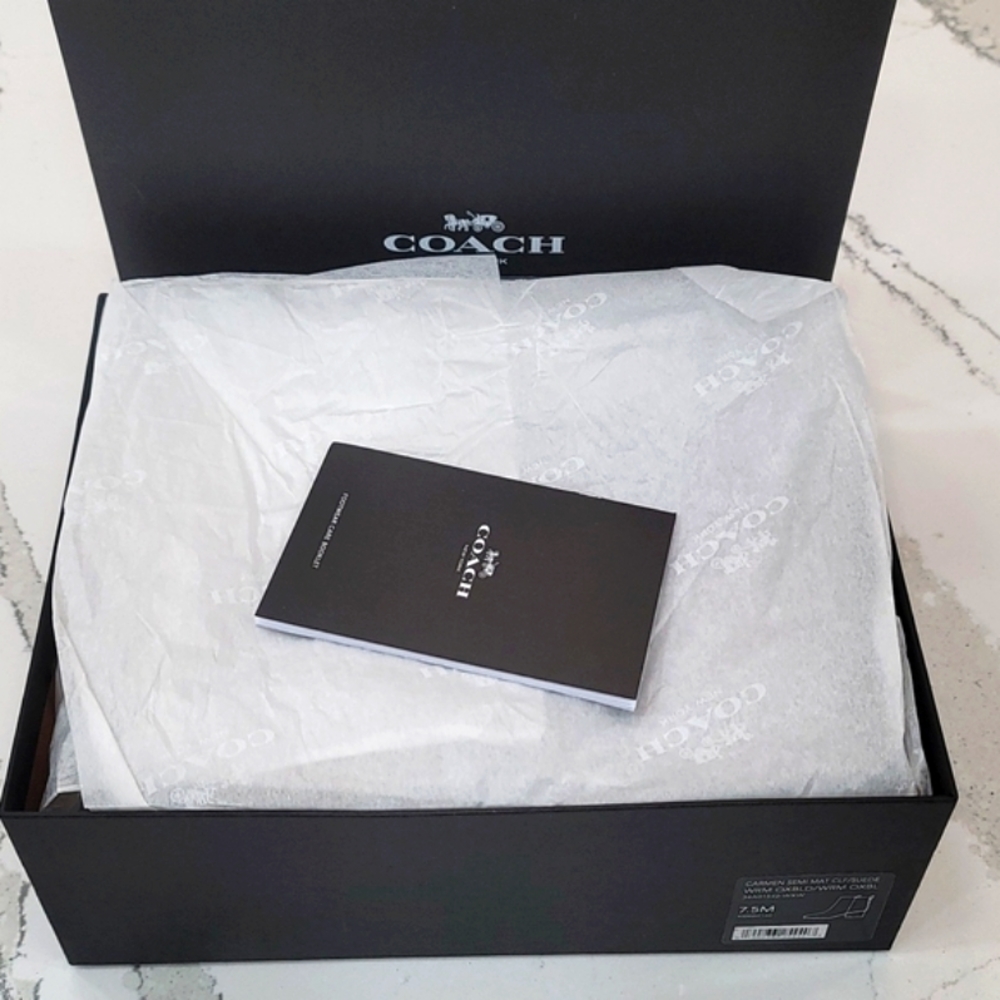 Coach Carmen Ankle Booties Oxblood Suede Leather Women’s 7.5 NIB - Picture 13 of 15